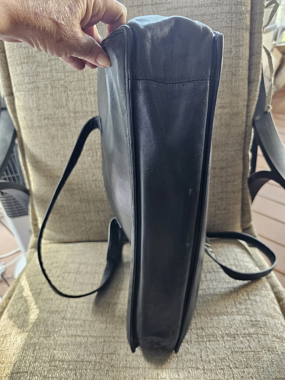 Vintage Perlina New York Black Leather Softside Briefcase Business Tote Unisex